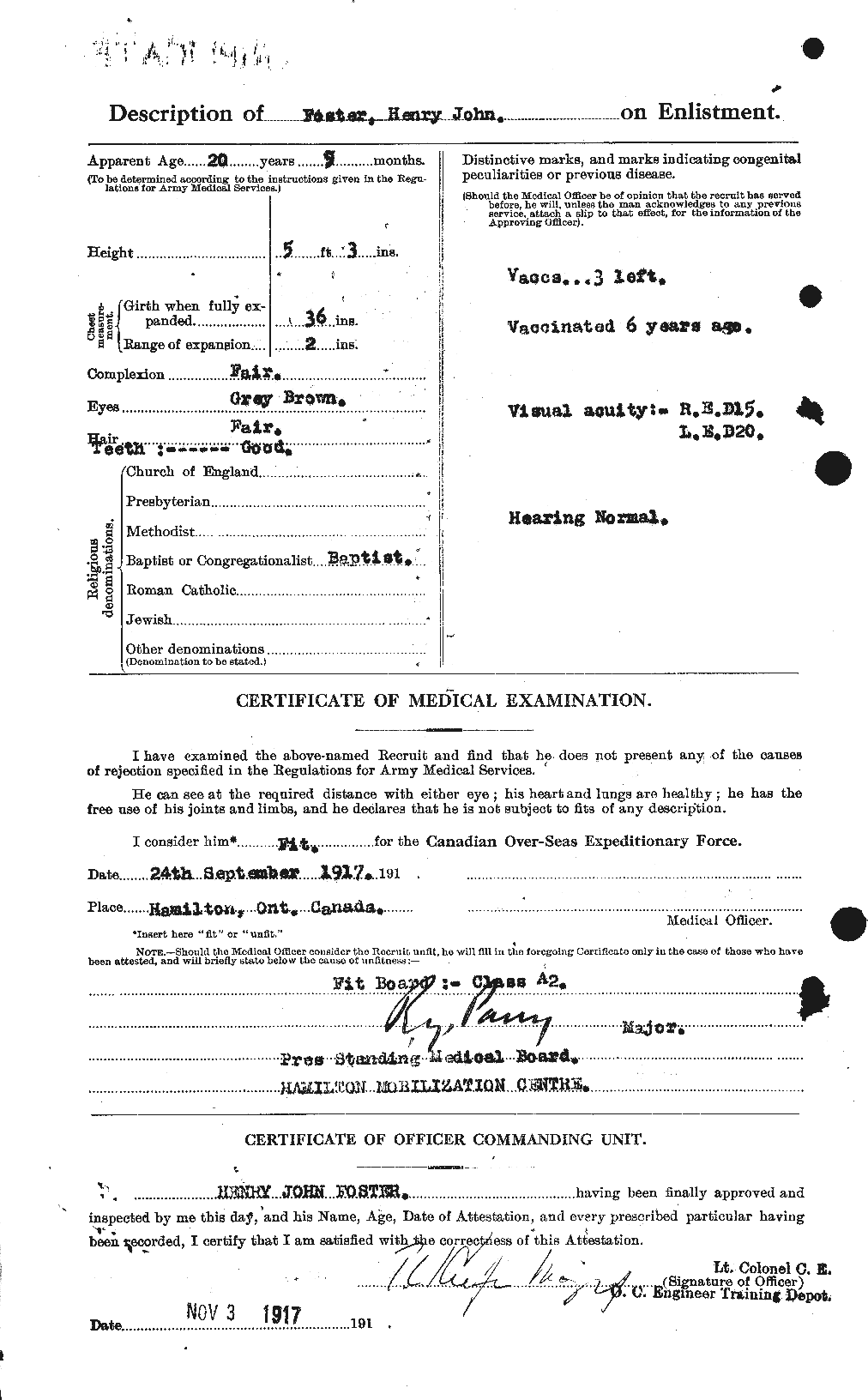 Dossiers du Personnel de la Première Guerre mondiale - CEC 333249b