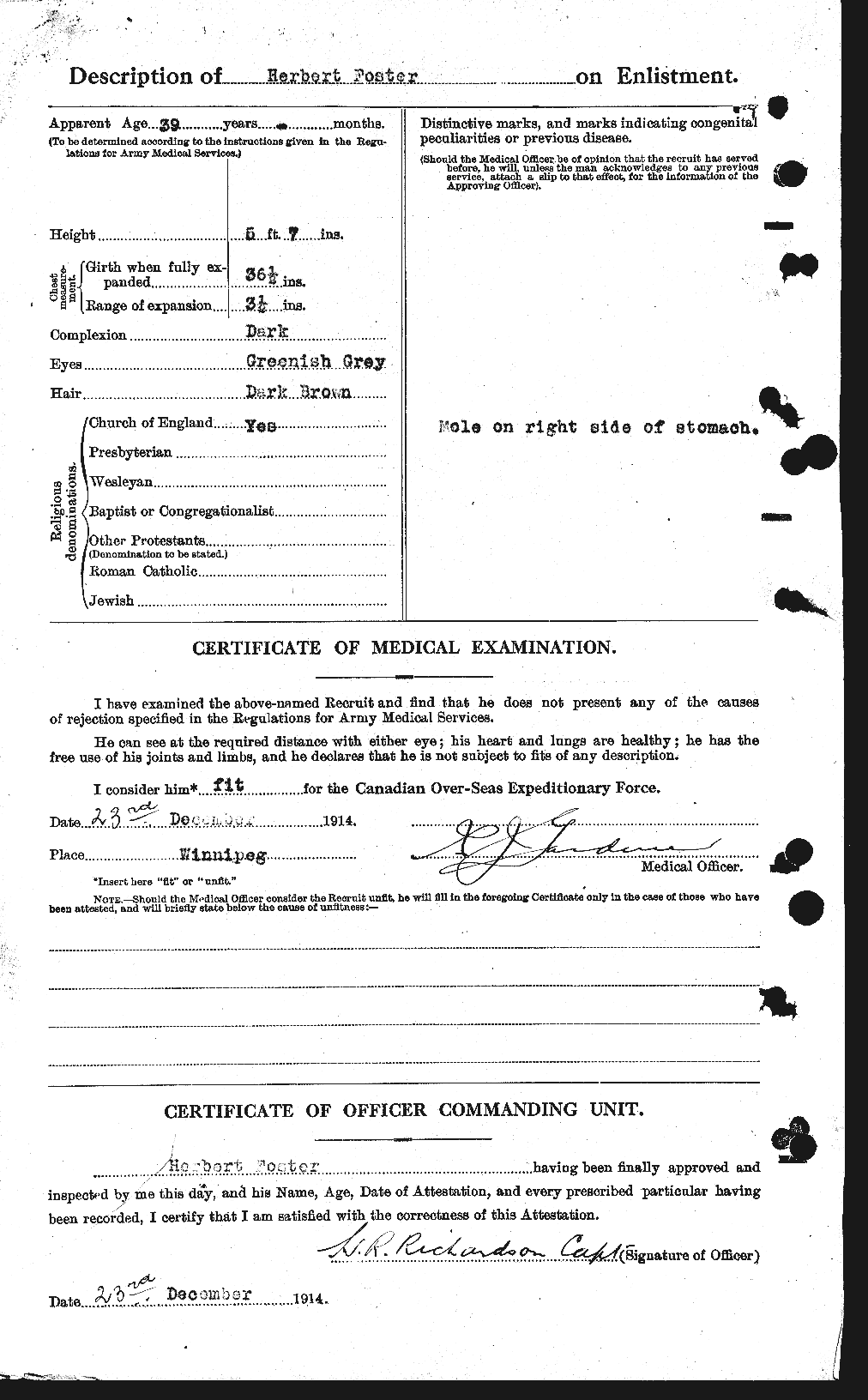 Dossiers du Personnel de la Première Guerre mondiale - CEC 333255b