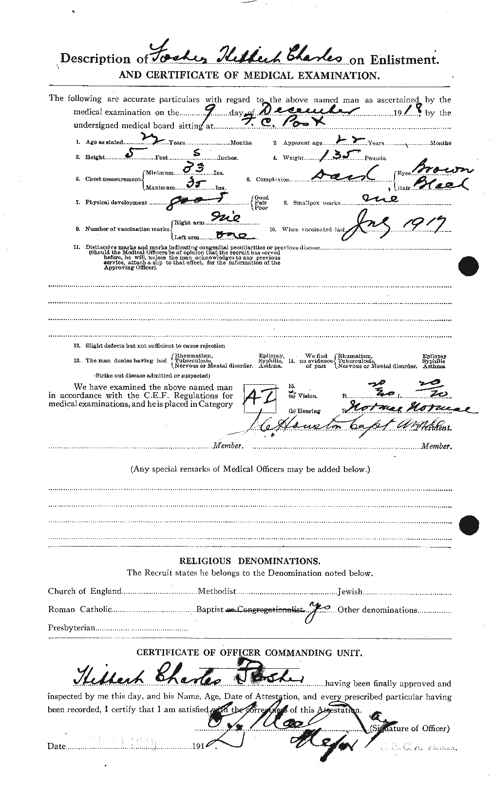 Dossiers du Personnel de la Première Guerre mondiale - CEC 333256b