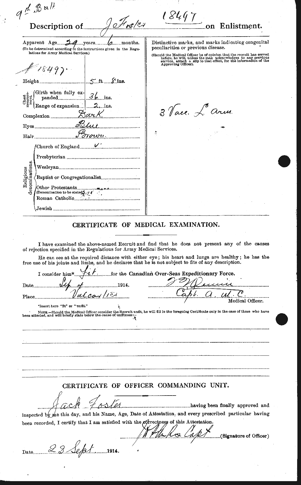 Dossiers du Personnel de la Première Guerre mondiale - CEC 333273b
