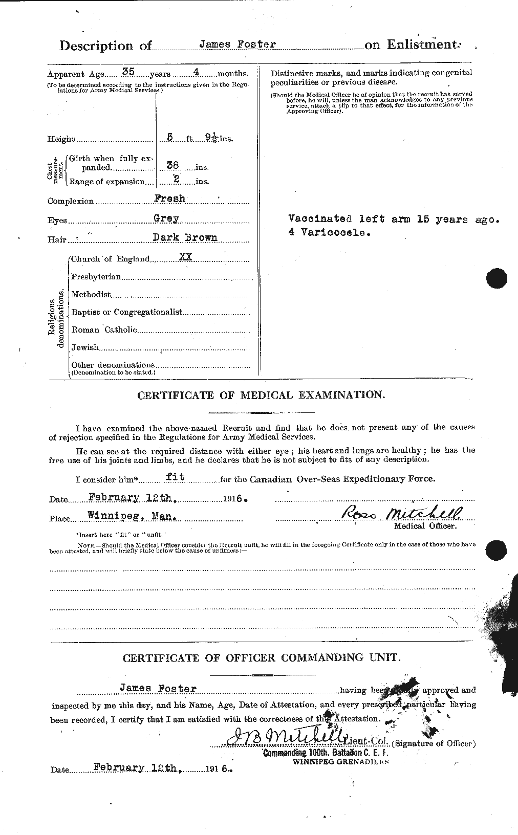 Dossiers du Personnel de la Première Guerre mondiale - CEC 333280b