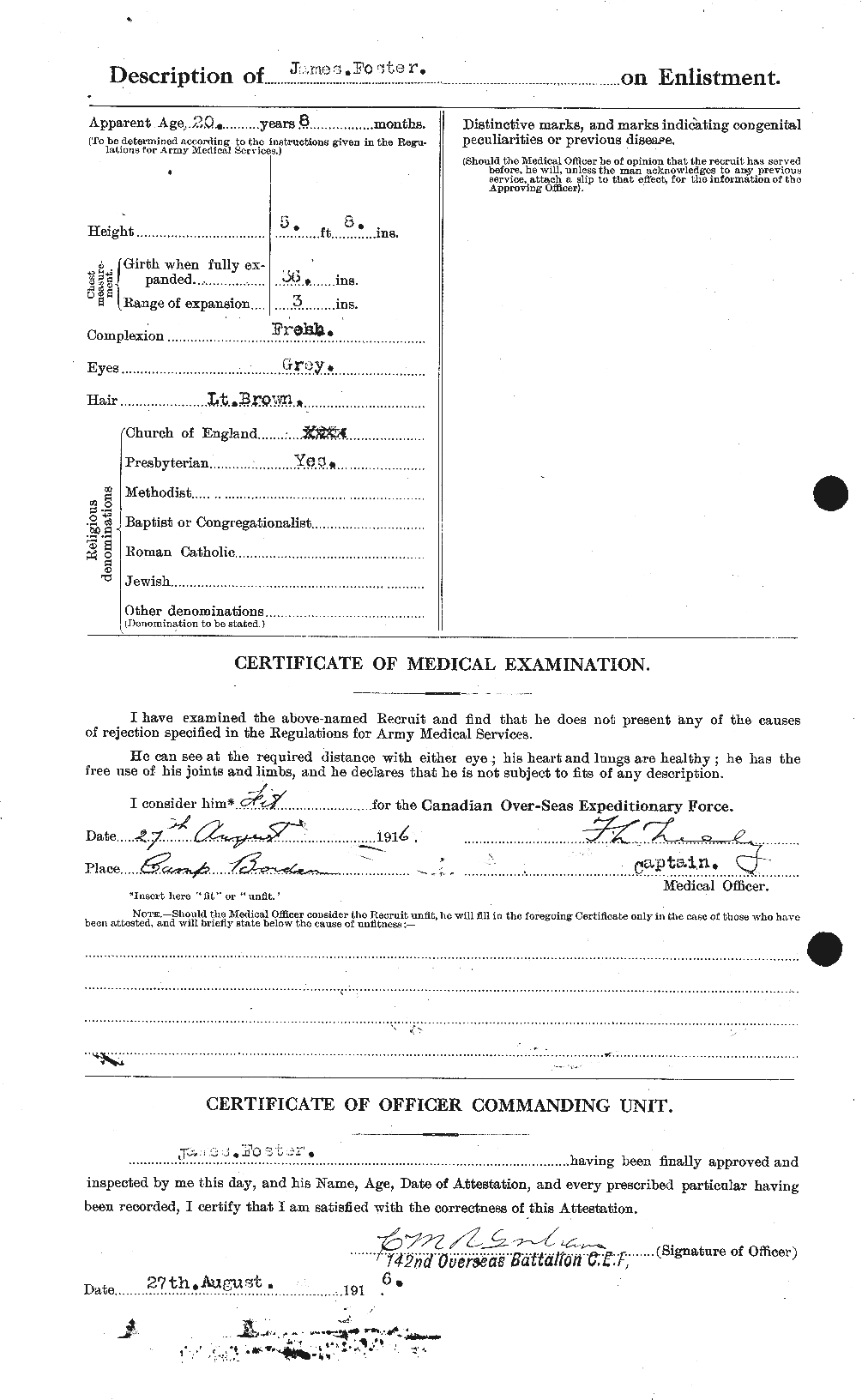 Dossiers du Personnel de la Première Guerre mondiale - CEC 333292b