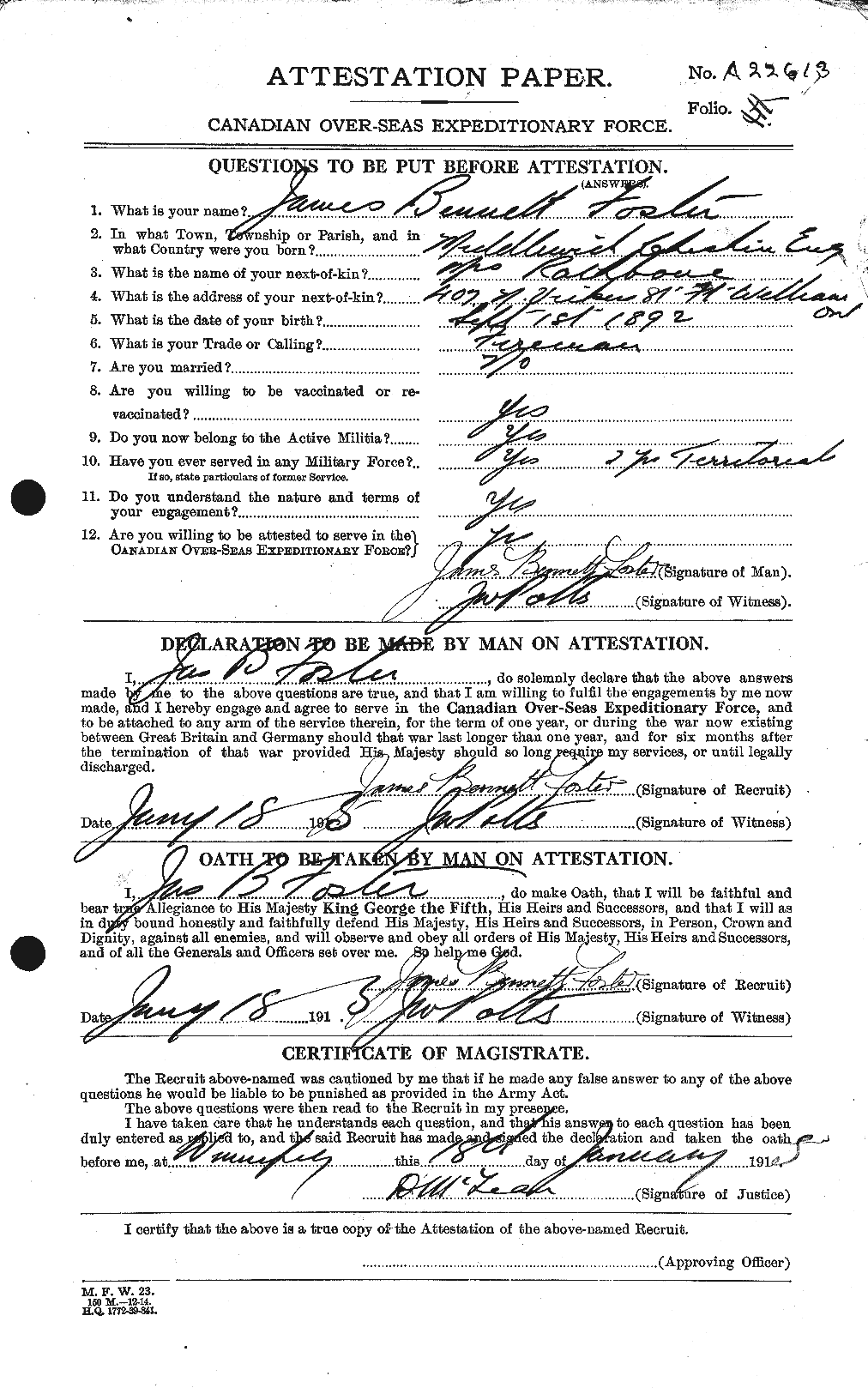 Personnel Records of the First World War - CEF 333299a