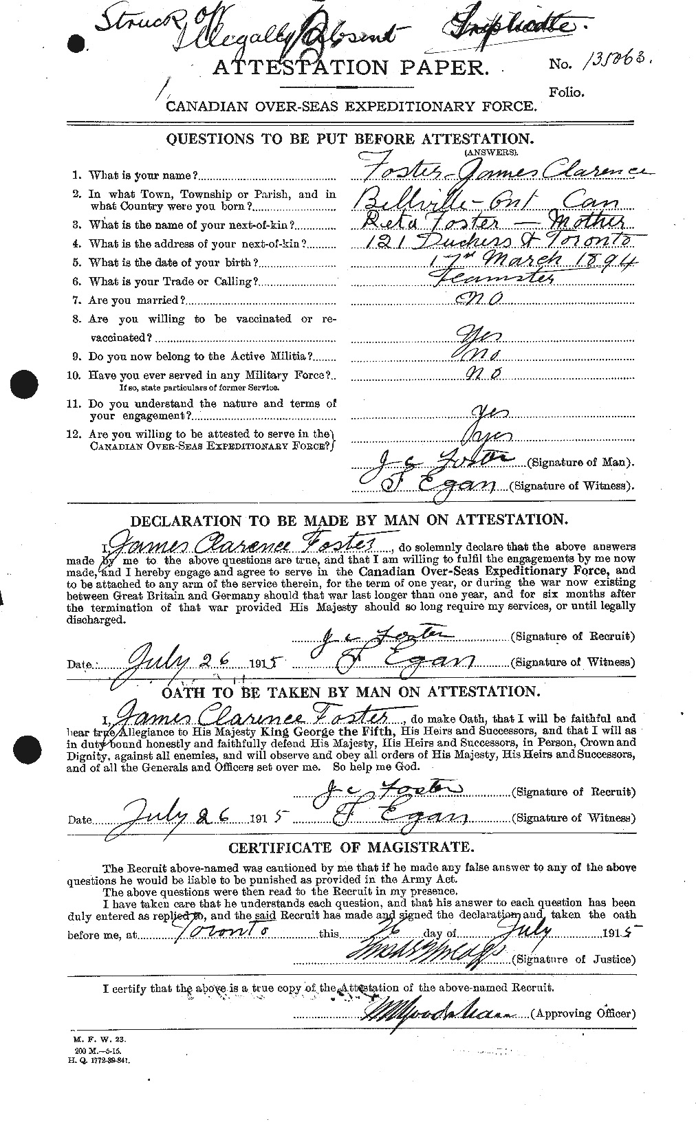 Personnel Records of the First World War - CEF 333301a
