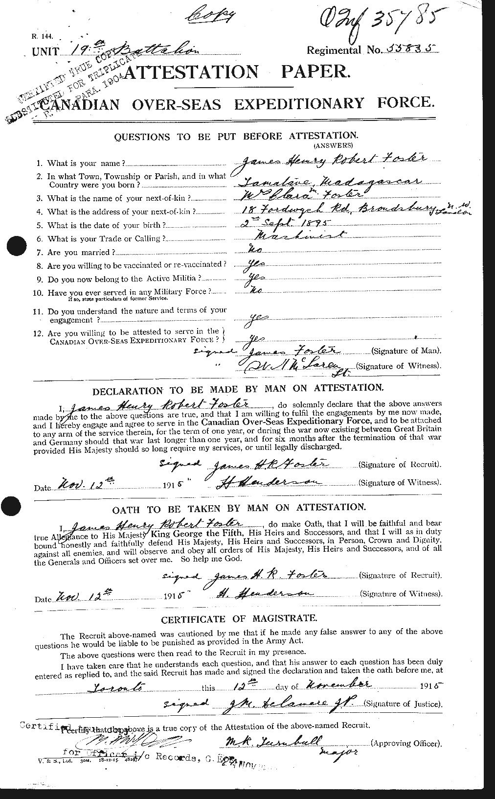 Personnel Records of the First World War - CEF 333307a