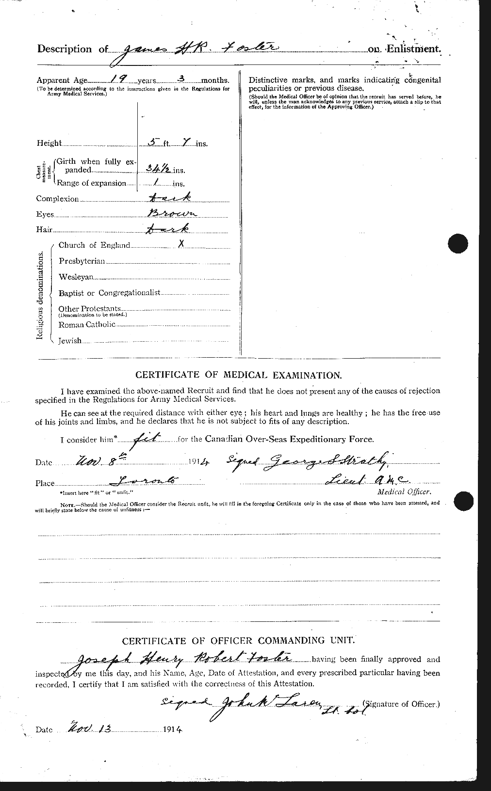 Dossiers du Personnel de la Première Guerre mondiale - CEC 333307b