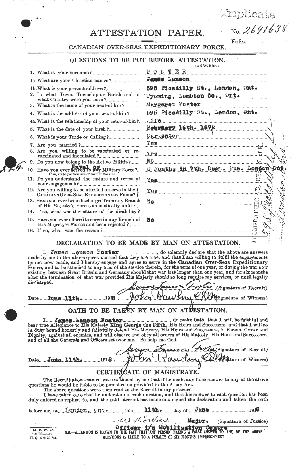 Personnel Records of the First World War - CEF 333311a