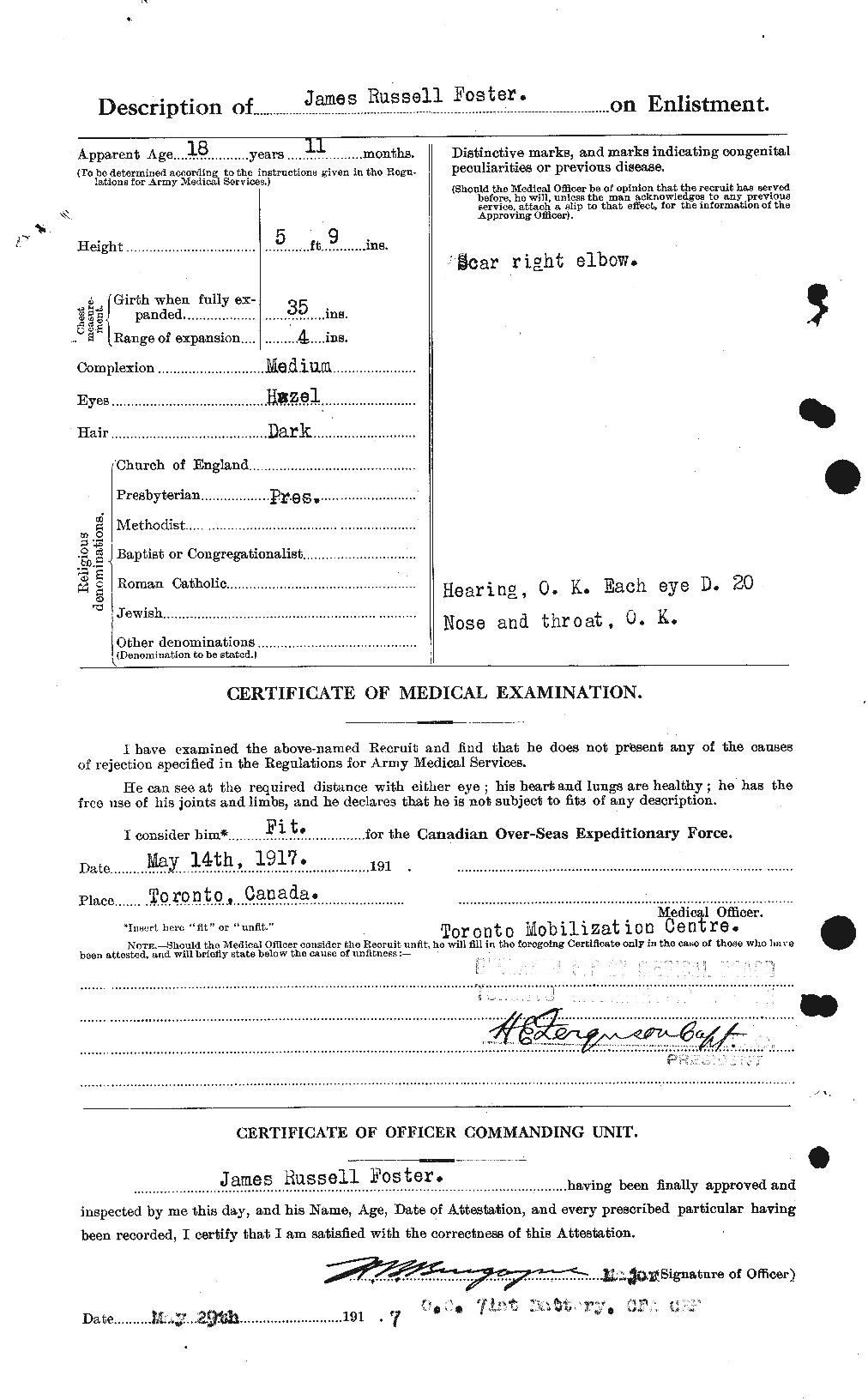 Dossiers du Personnel de la Première Guerre mondiale - CEC 333317b