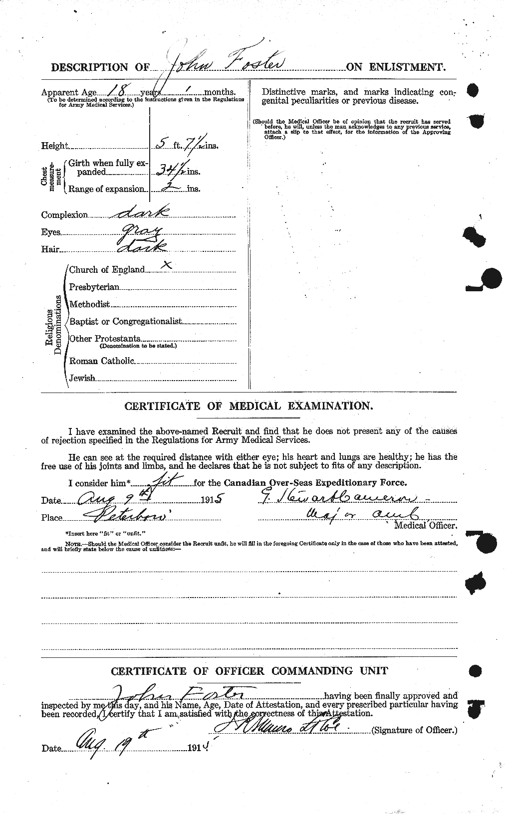 Dossiers du Personnel de la Première Guerre mondiale - CEC 333323b