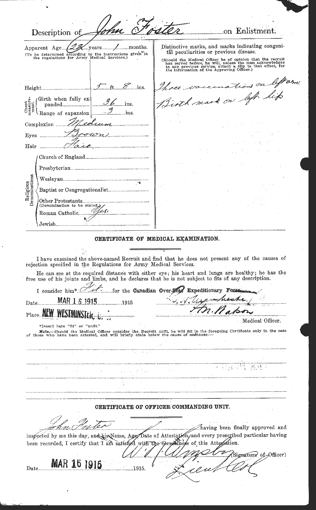 Dossiers du Personnel de la Première Guerre mondiale - CEC 333326b