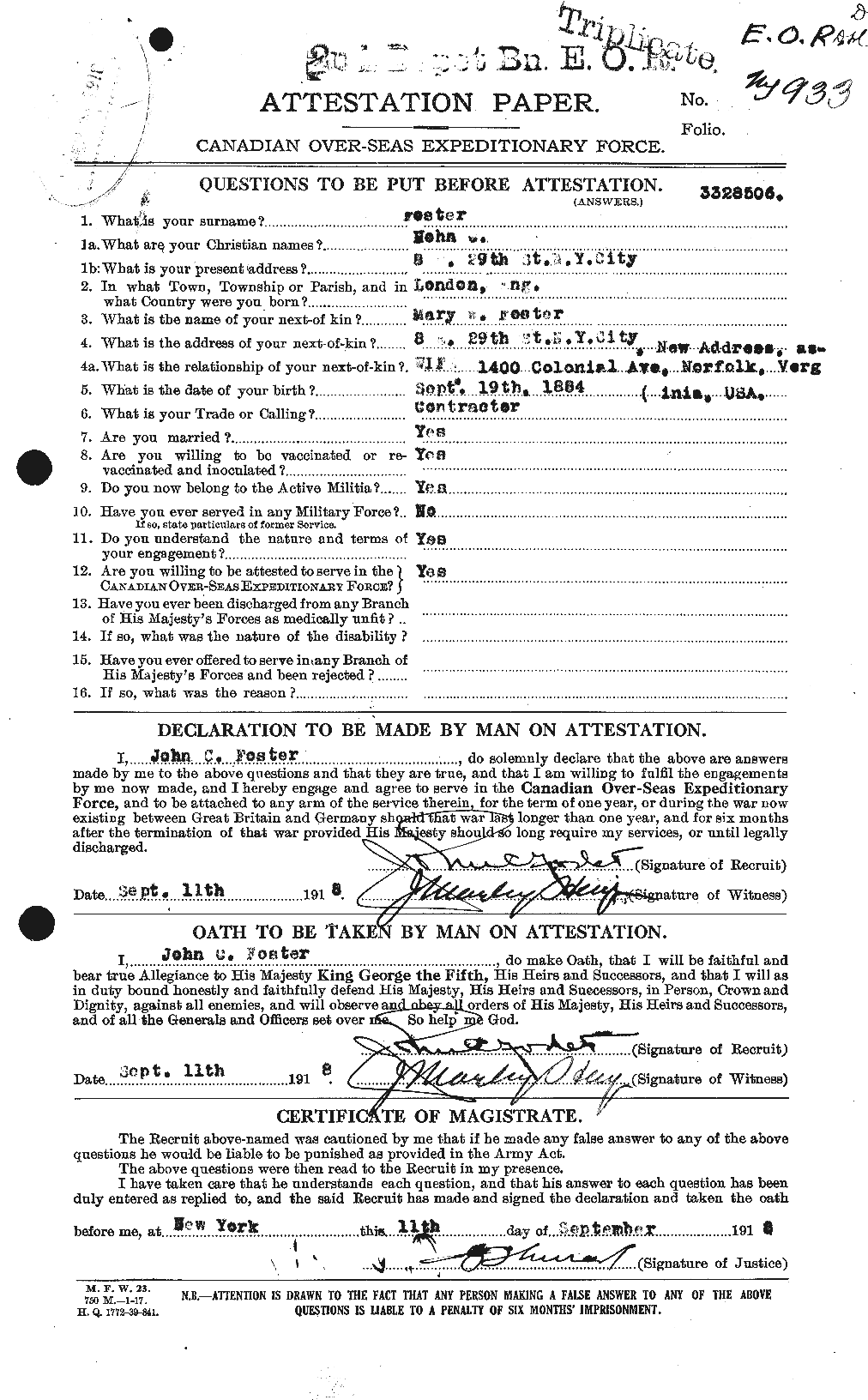 Personnel Records of the First World War - CEF 333356a