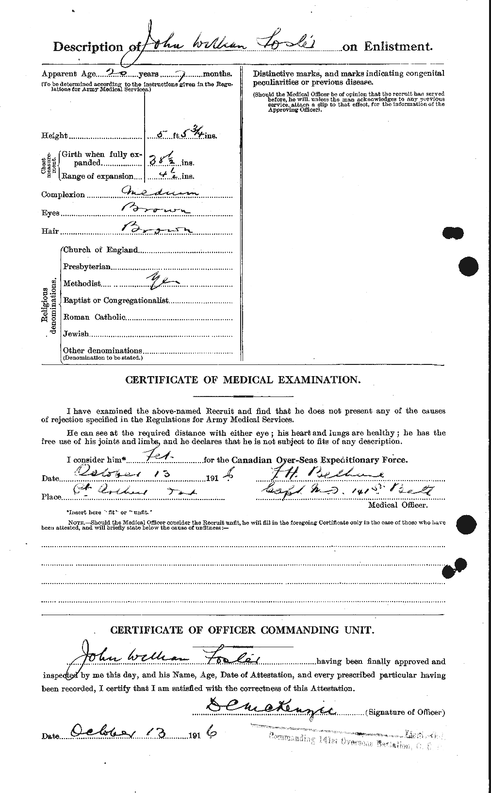 Dossiers du Personnel de la Première Guerre mondiale - CEC 333374b