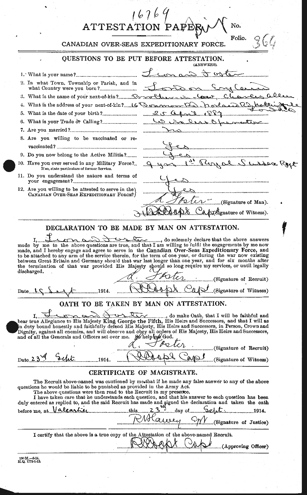 Dossiers du Personnel de la Première Guerre mondiale - CEC 333403a