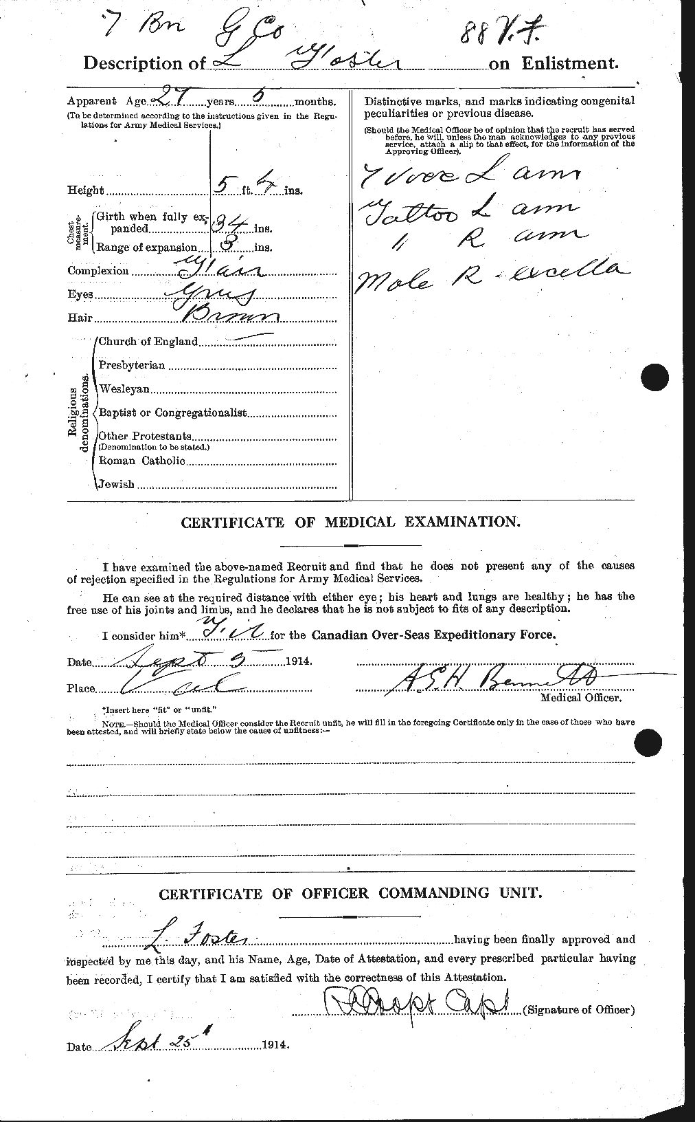 Dossiers du Personnel de la Première Guerre mondiale - CEC 333403b