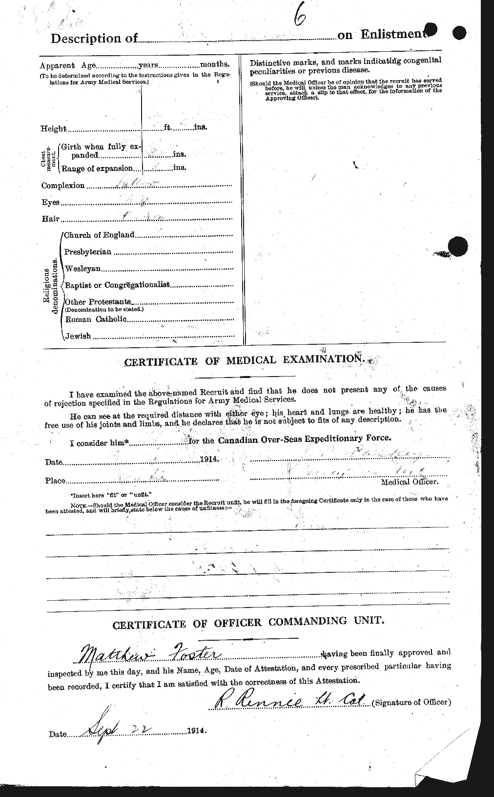 Dossiers du Personnel de la Première Guerre mondiale - CEC 333421b