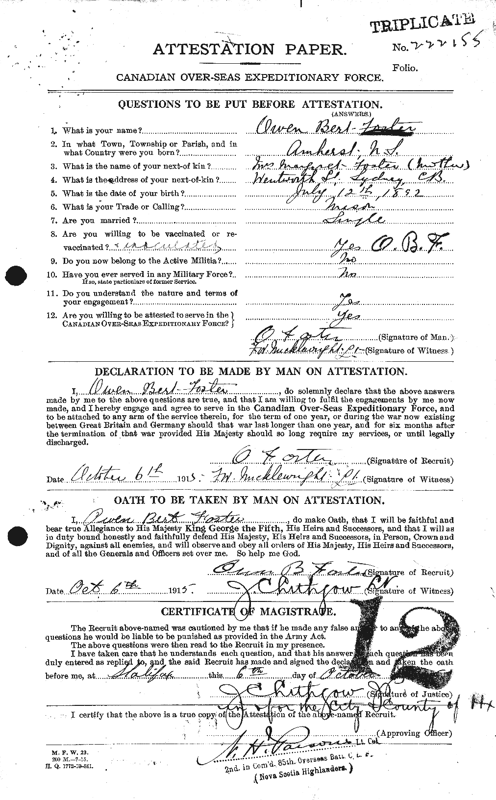 Personnel Records of the First World War - CEF 333437a