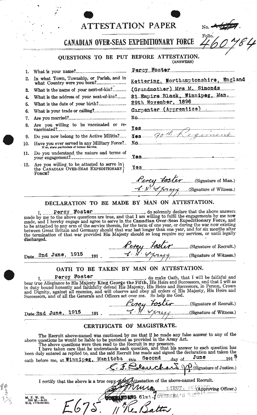 Personnel Records of the First World War - CEF 333441a