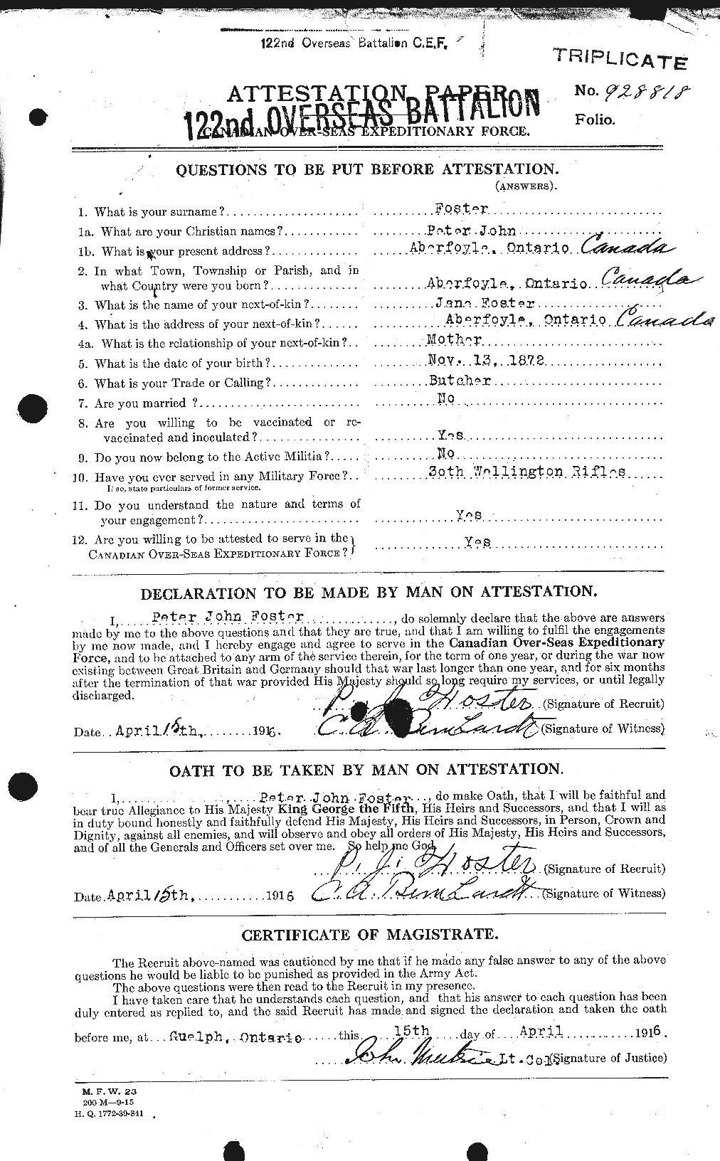 Personnel Records of the First World War - CEF 333445a