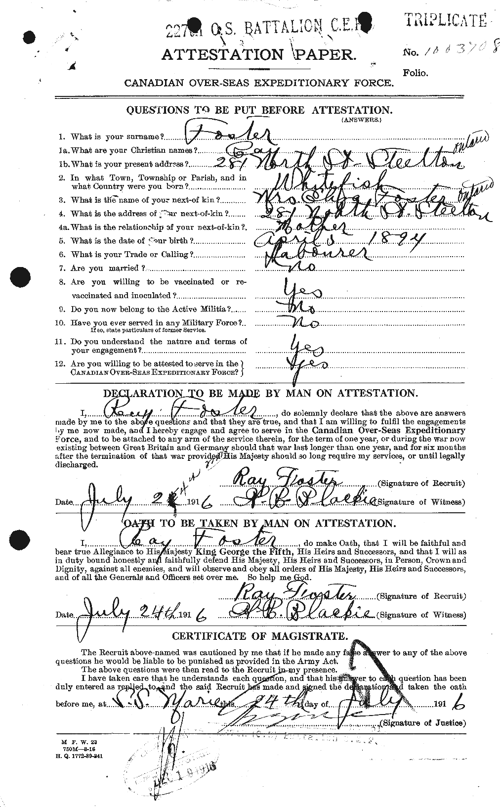 Personnel Records of the First World War - CEF 333449a