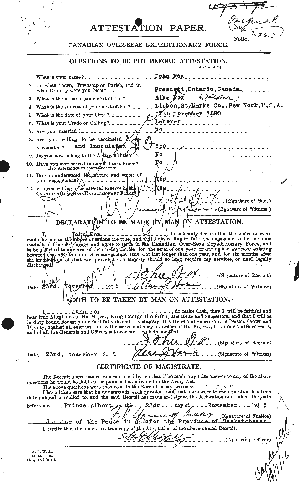 Personnel Records of the First World War - CEF 333482a