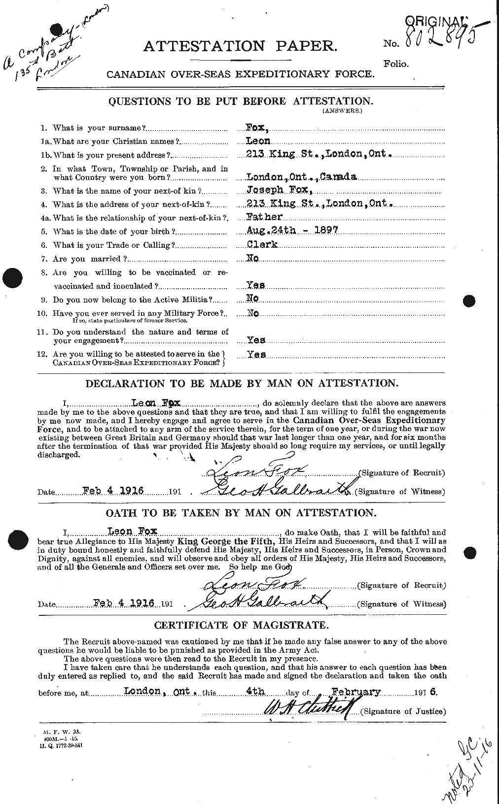 Personnel Records of the First World War - CEF 333533a
