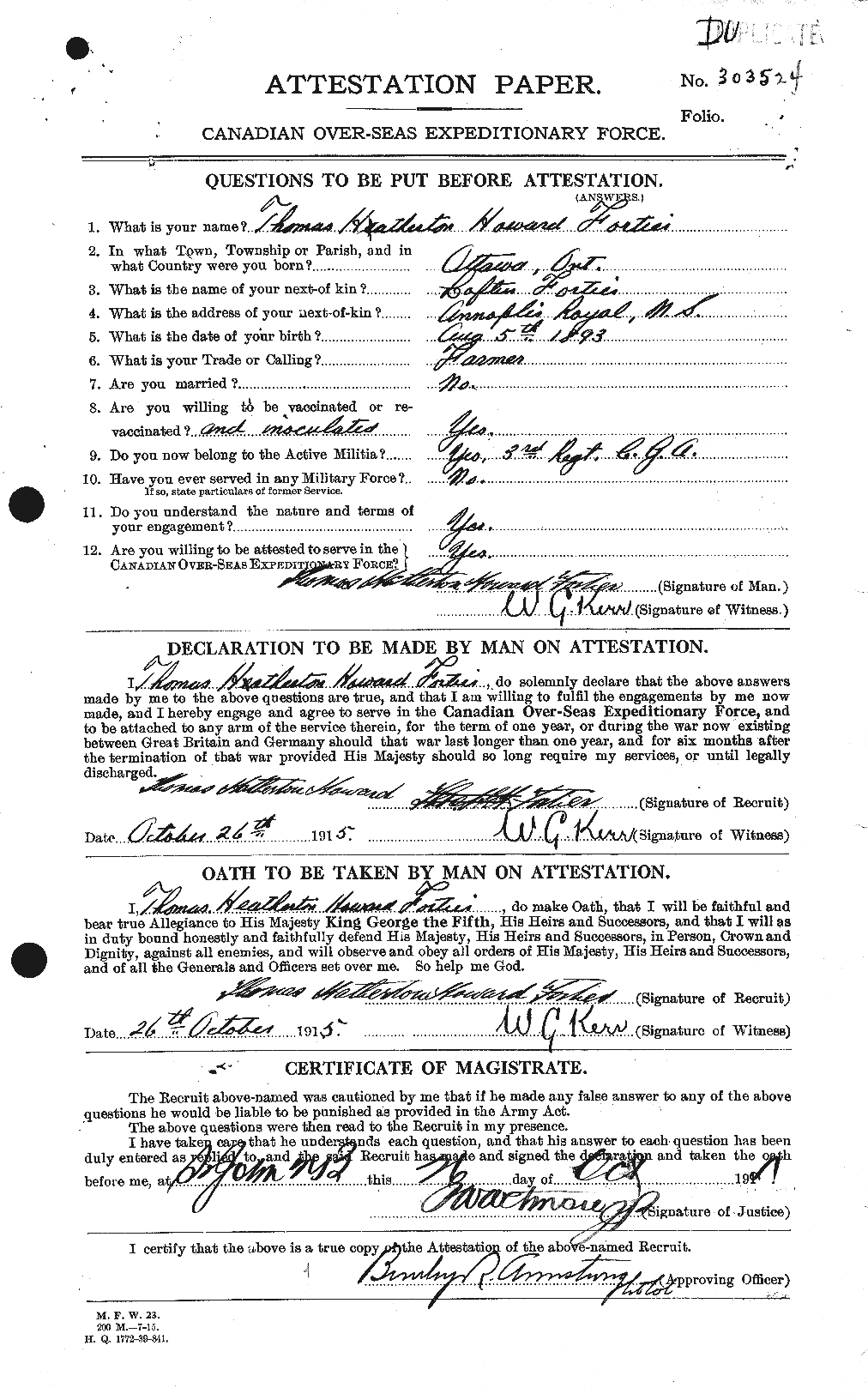 Personnel Records of the First World War - CEF 333622a