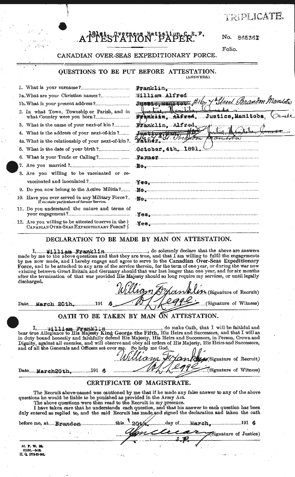 Personnel Records of the First World War - CEF 333951a