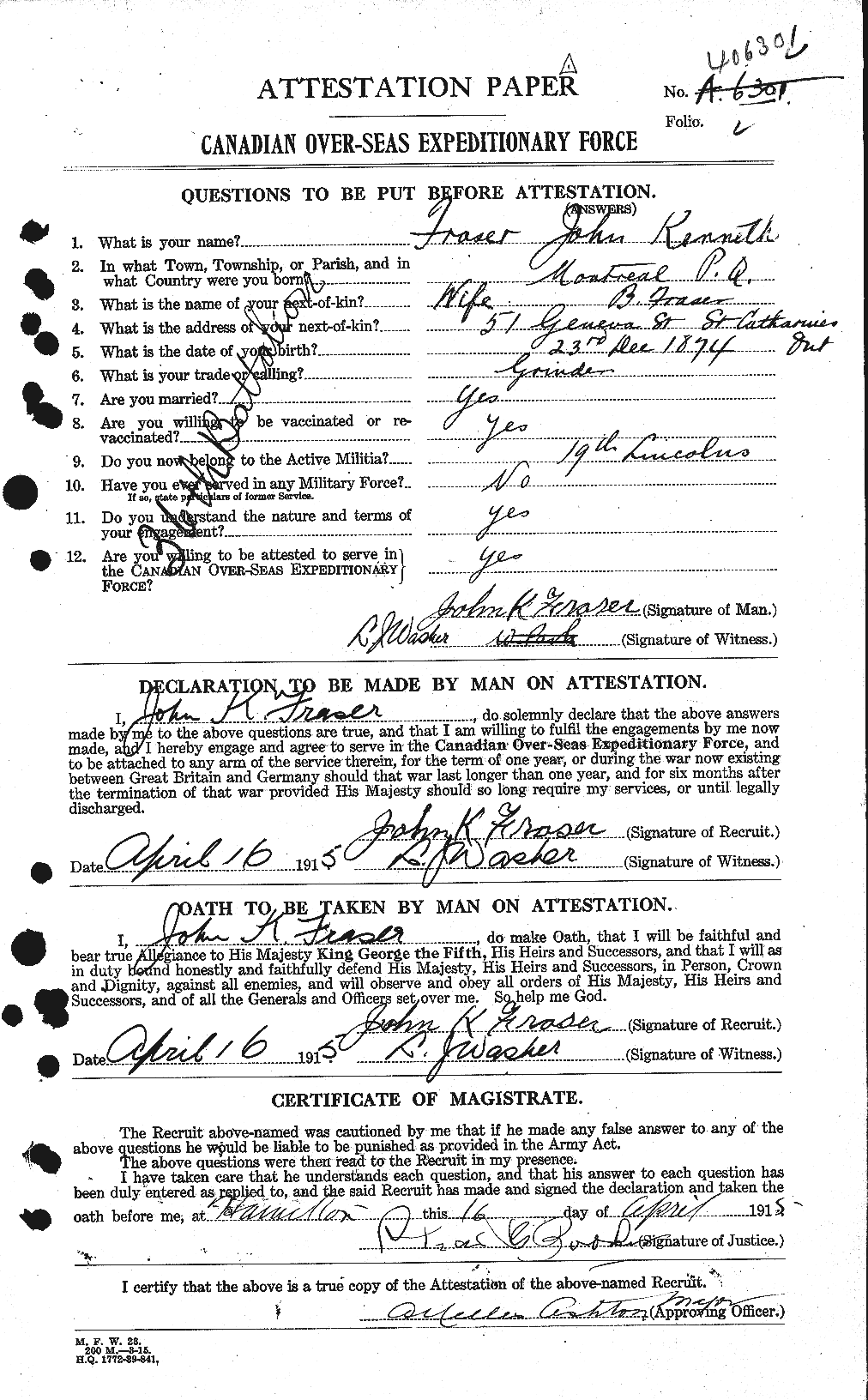 Personnel Records of the First World War - CEF 334146a