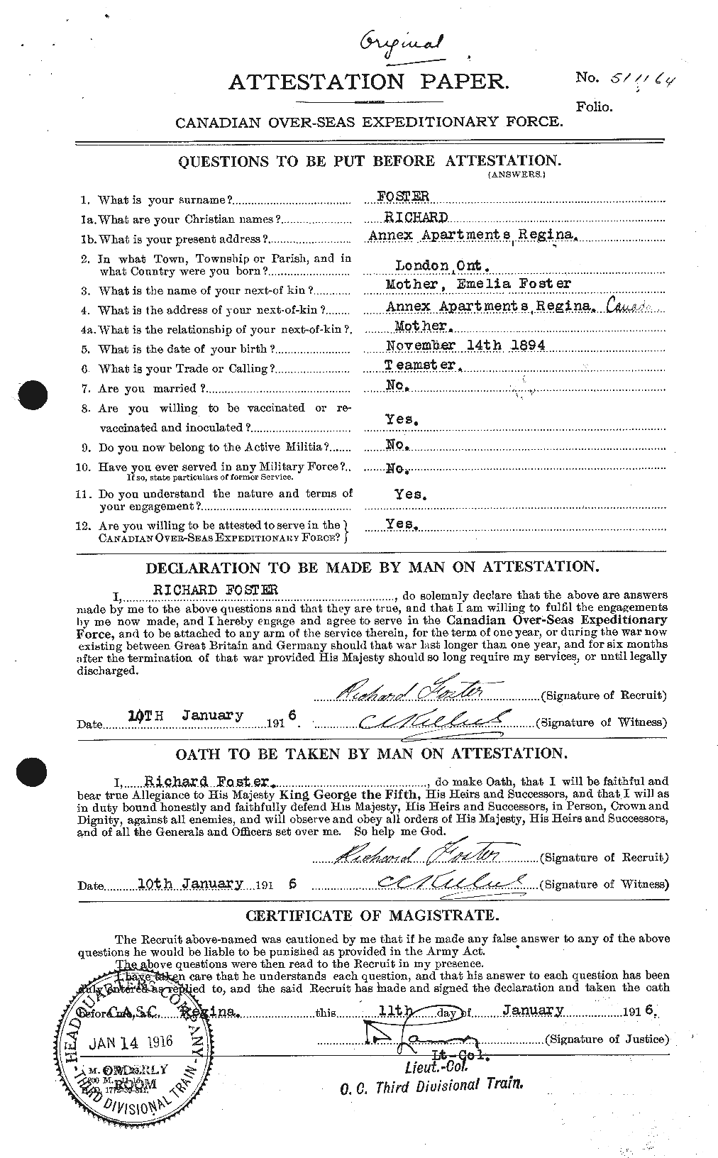 Personnel Records of the First World War - CEF 335160a
