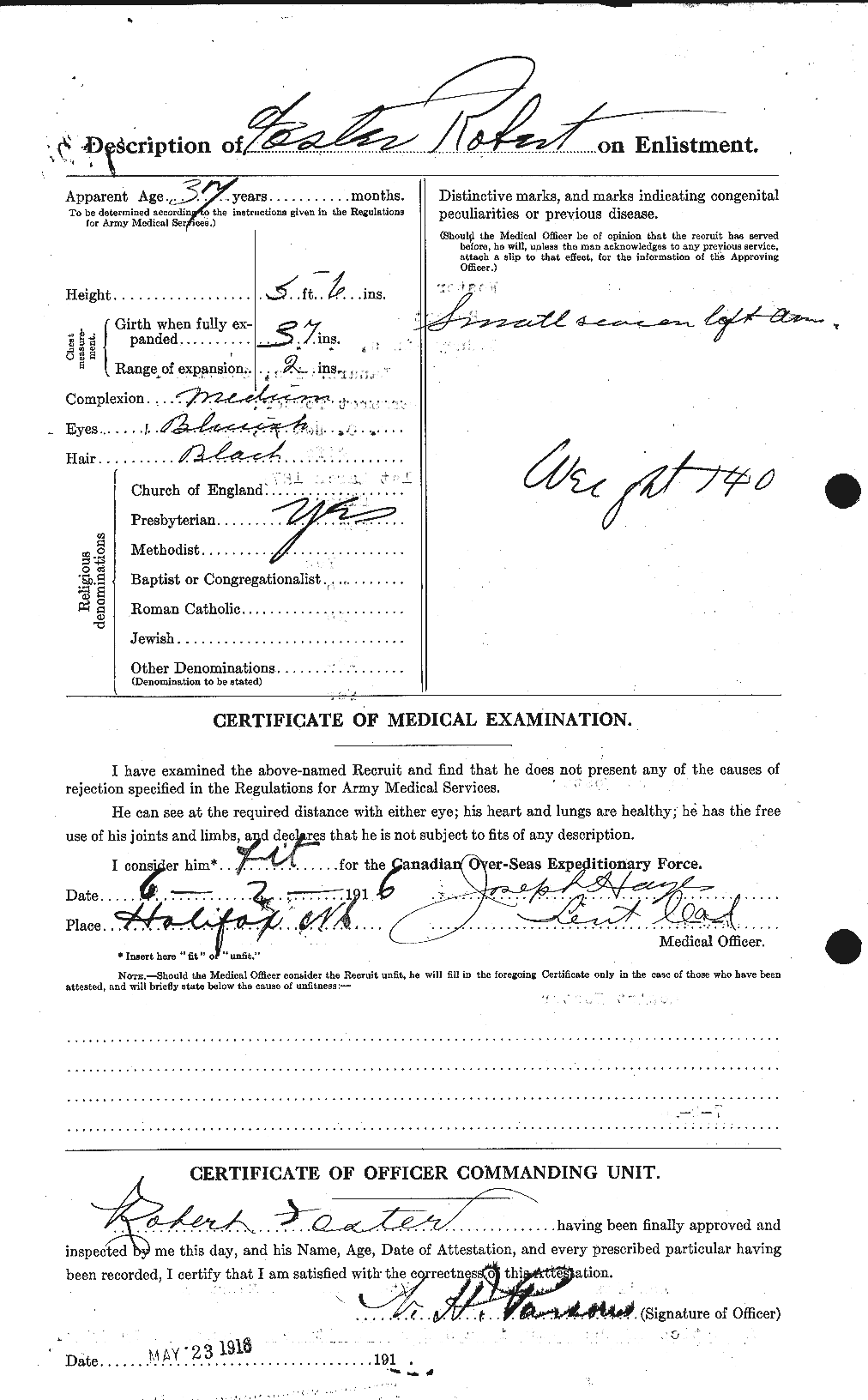 Dossiers du Personnel de la Première Guerre mondiale - CEC 335168b