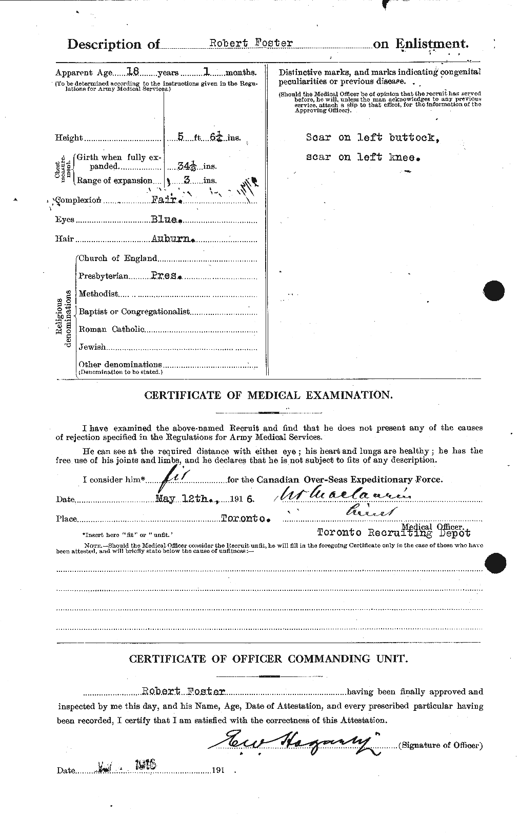 Dossiers du Personnel de la Première Guerre mondiale - CEC 335172b