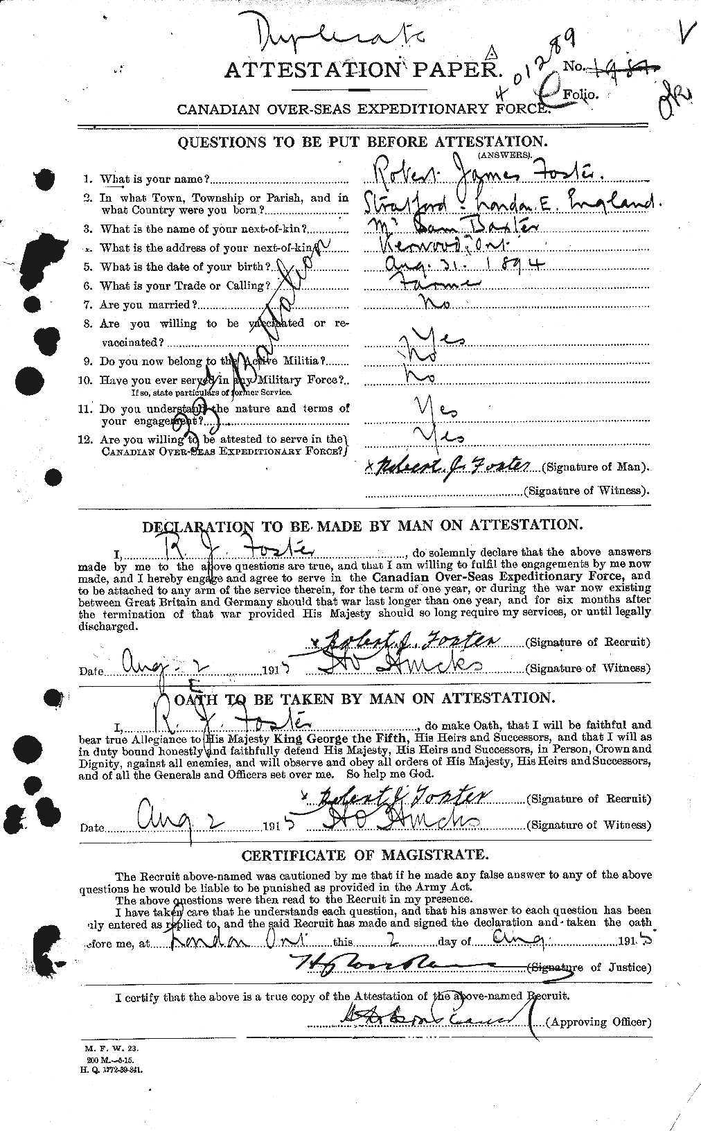 Personnel Records of the First World War - CEF 335179a