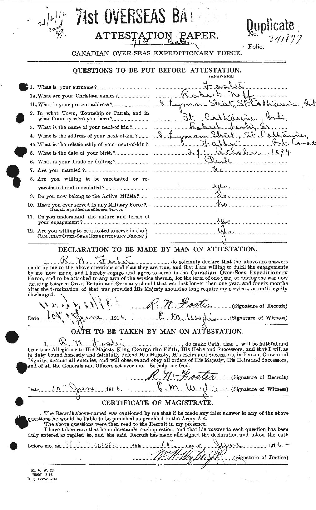 Personnel Records of the First World War - CEF 335182a