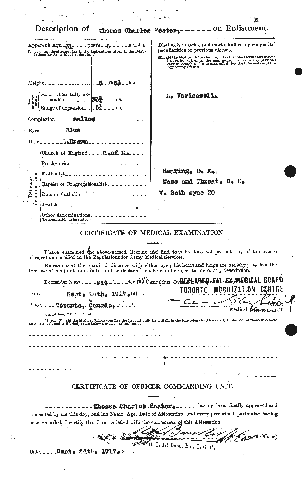 Dossiers du Personnel de la Première Guerre mondiale - CEC 335227b