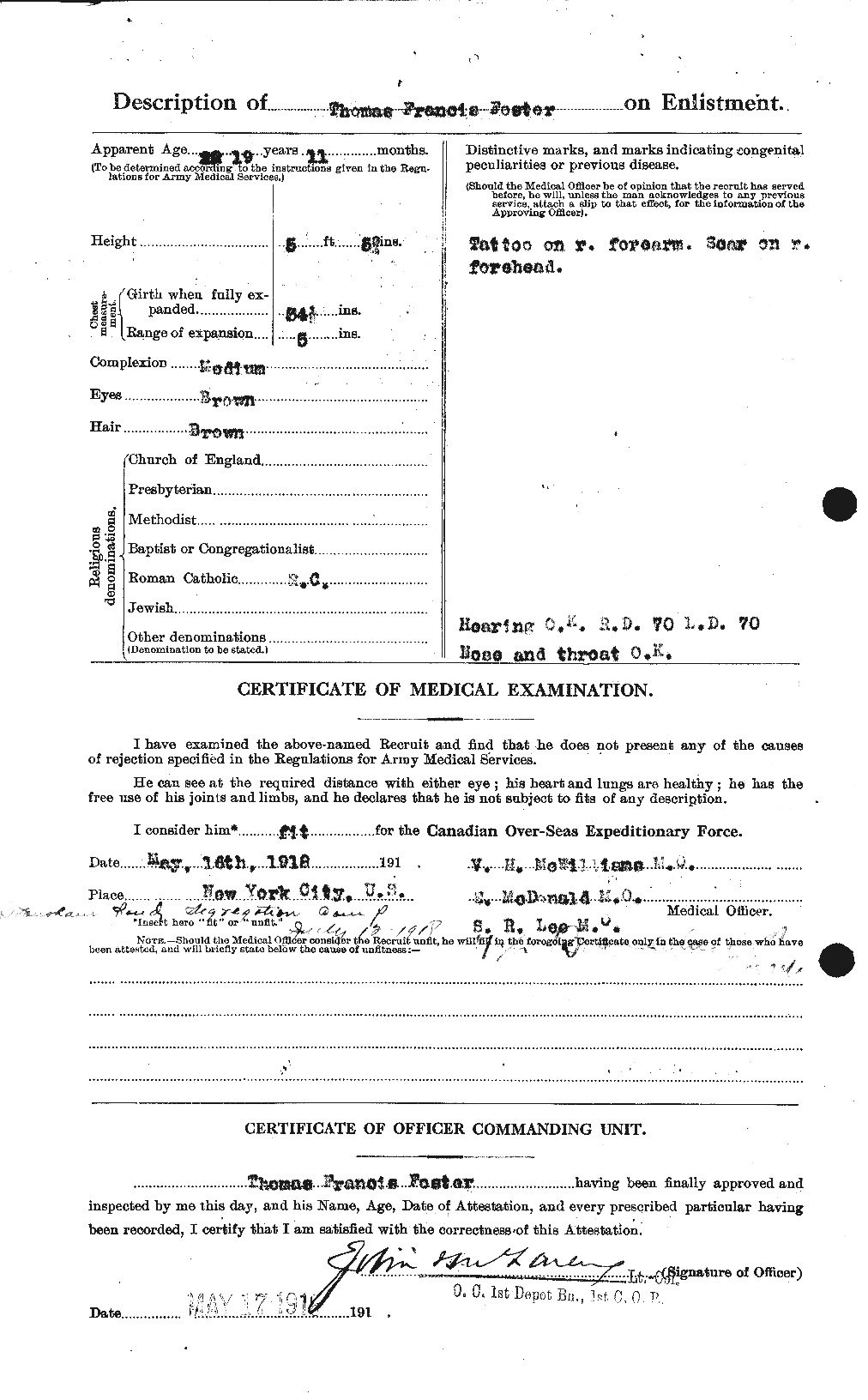 Dossiers du Personnel de la Première Guerre mondiale - CEC 335231b