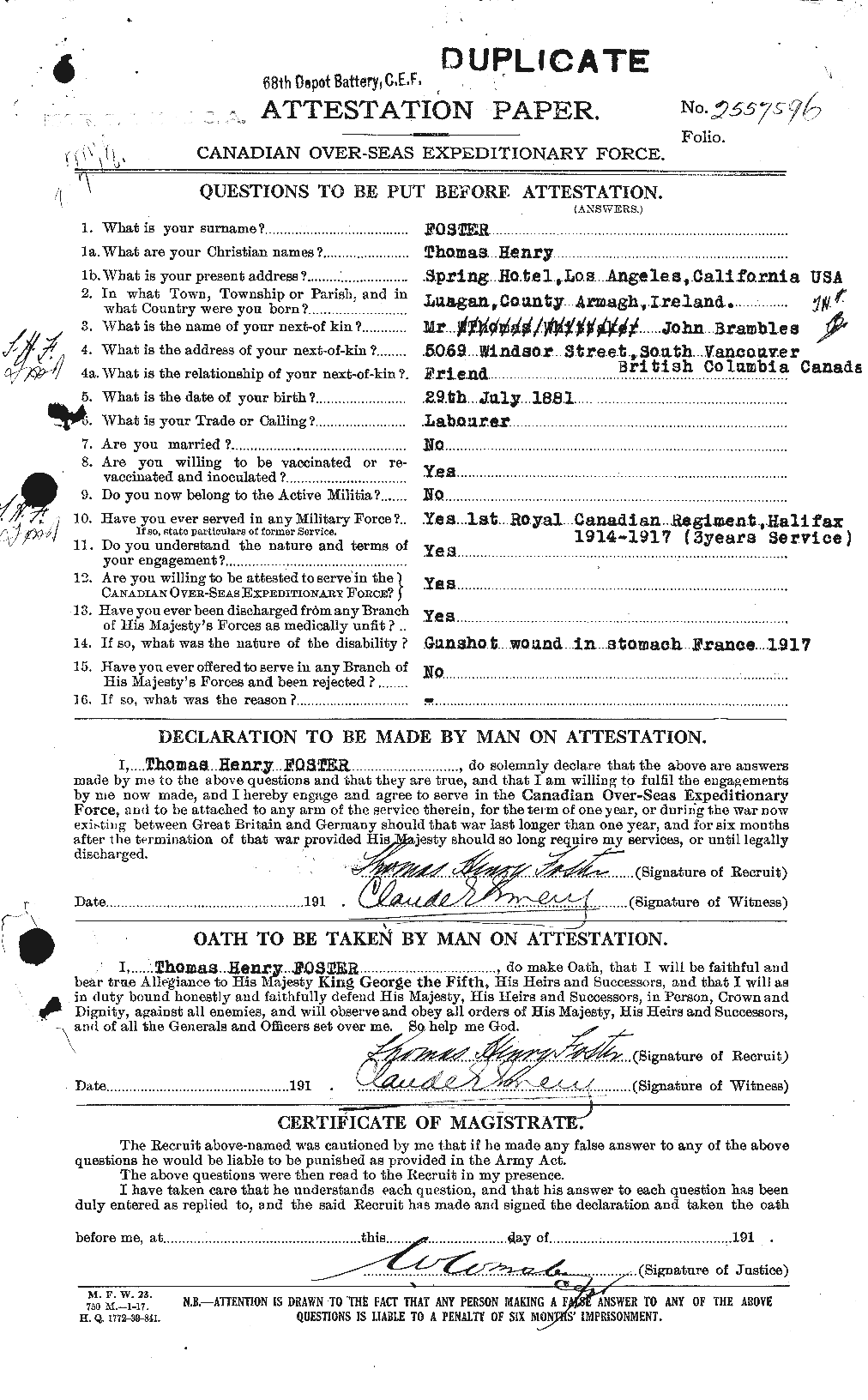 Personnel Records of the First World War - CEF 335236a