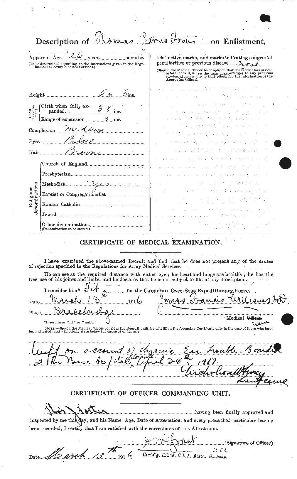 Dossiers du Personnel de la Première Guerre mondiale - CEC 335241b