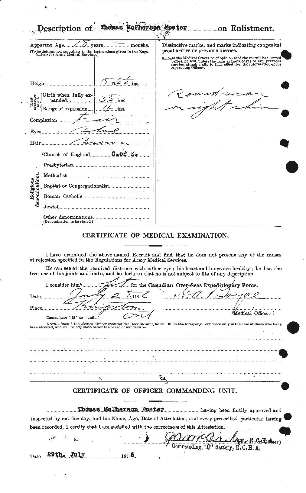 Dossiers du Personnel de la Première Guerre mondiale - CEC 335243b