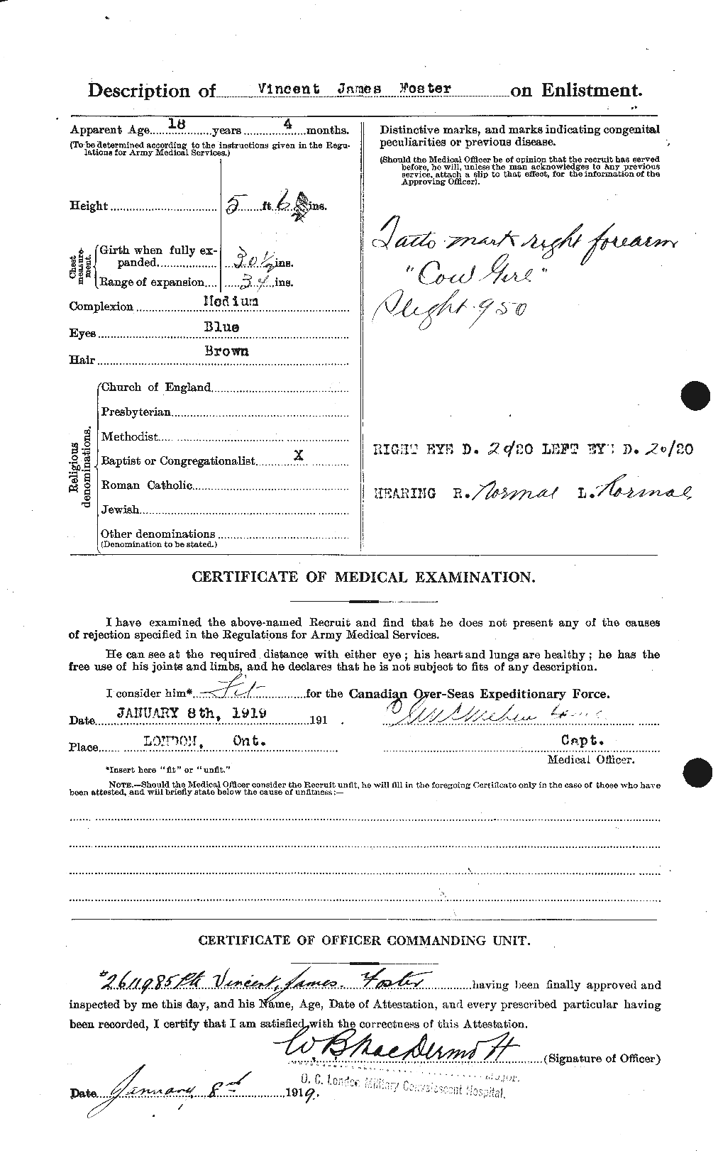 Dossiers du Personnel de la Première Guerre mondiale - CEC 335249b