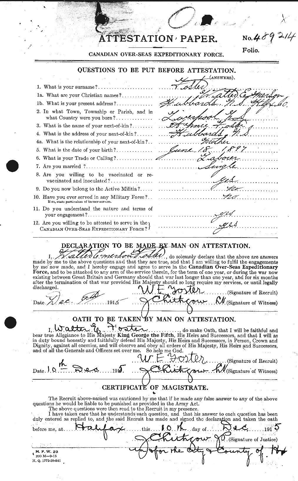 Personnel Records of the First World War - CEF 335256a