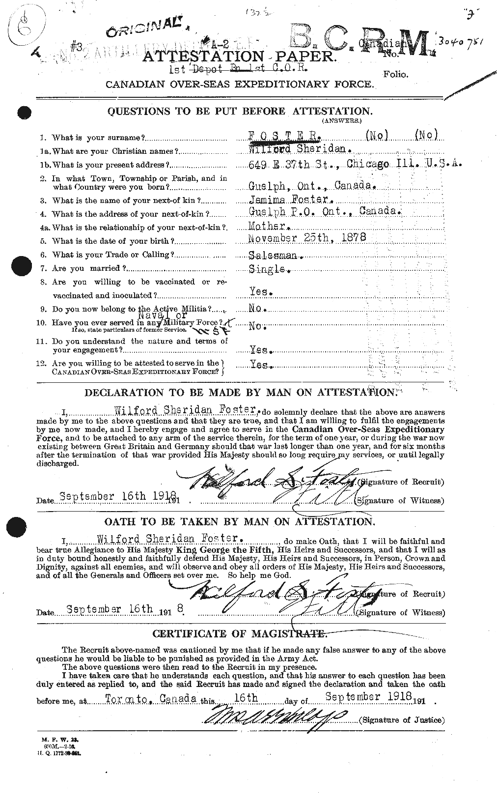 Personnel Records of the First World War - CEF 335268a