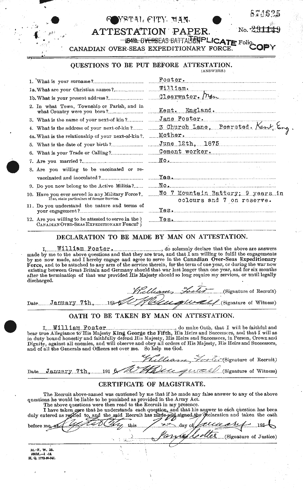 Personnel Records of the First World War - CEF 335272a