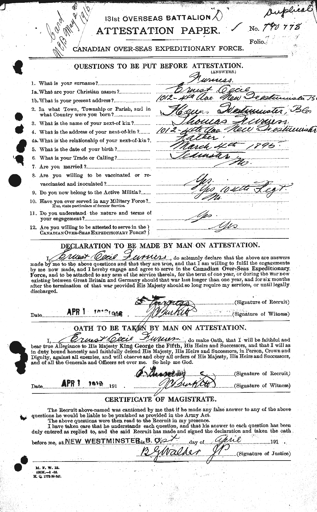 Personnel Records of the First World War - CEF 335467a