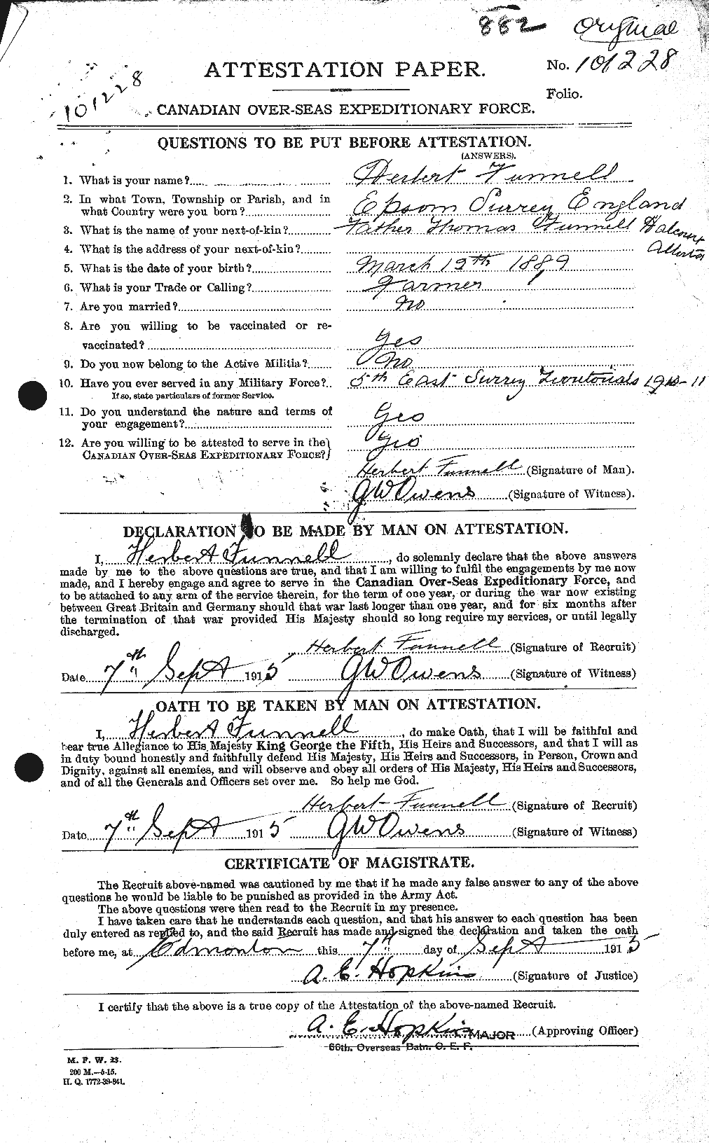 Personnel Records of the First World War - CEF 335876a