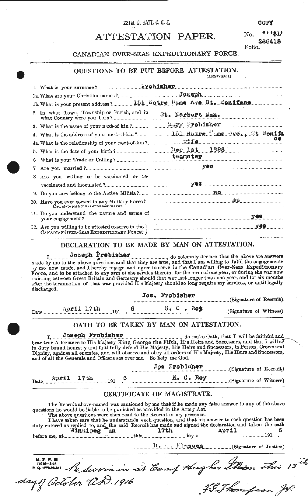 Personnel Records of the First World War - CEF 337605a