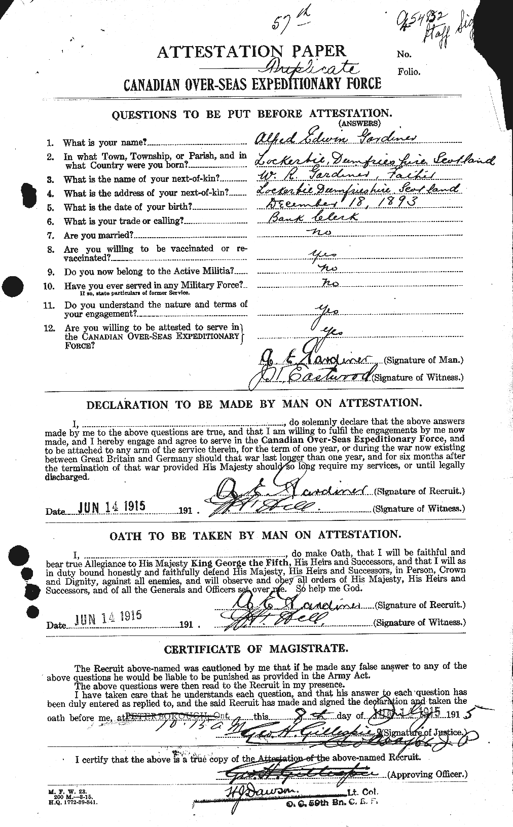 Personnel Records of the First World War - CEF 338500a