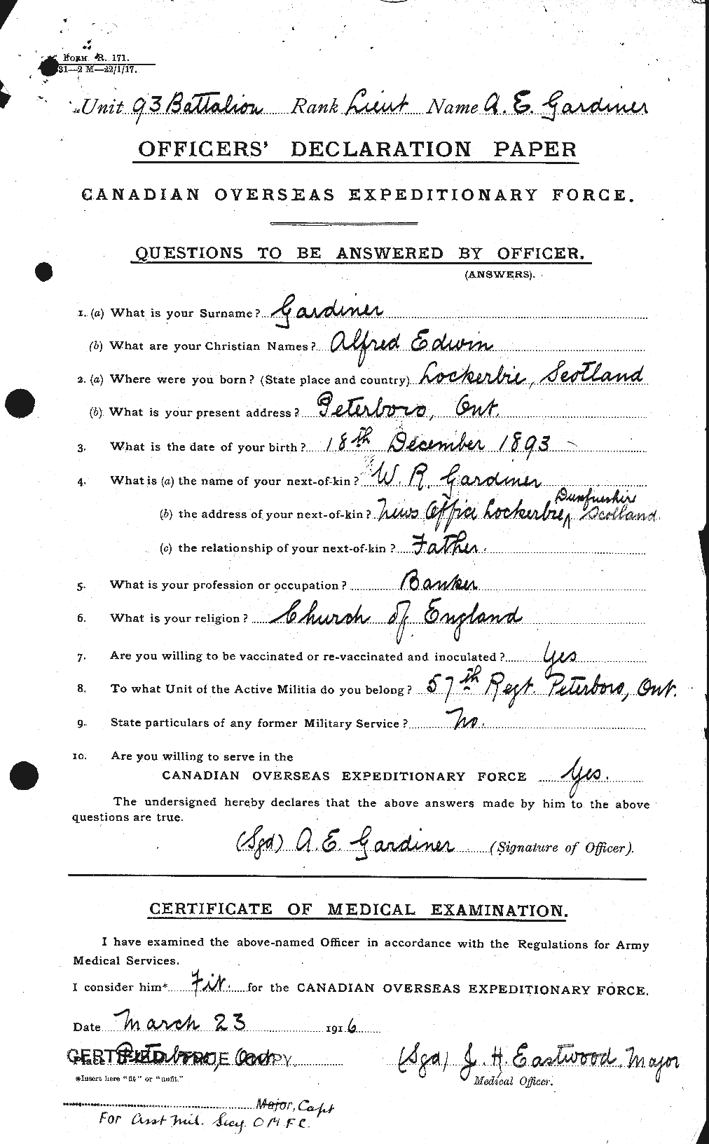Personnel Records of the First World War - CEF 338501a