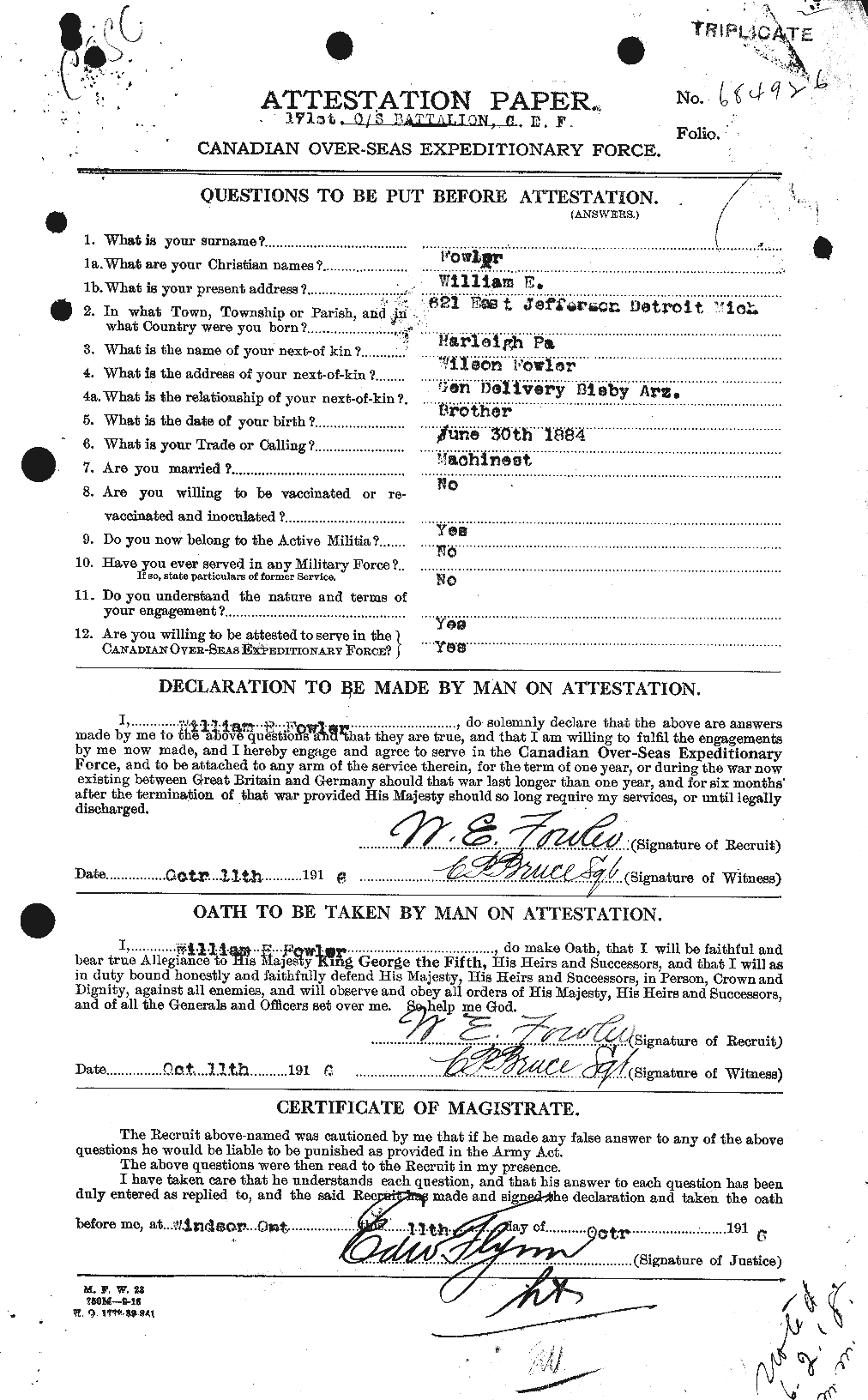 Personnel Records of the First World War - CEF 338619a