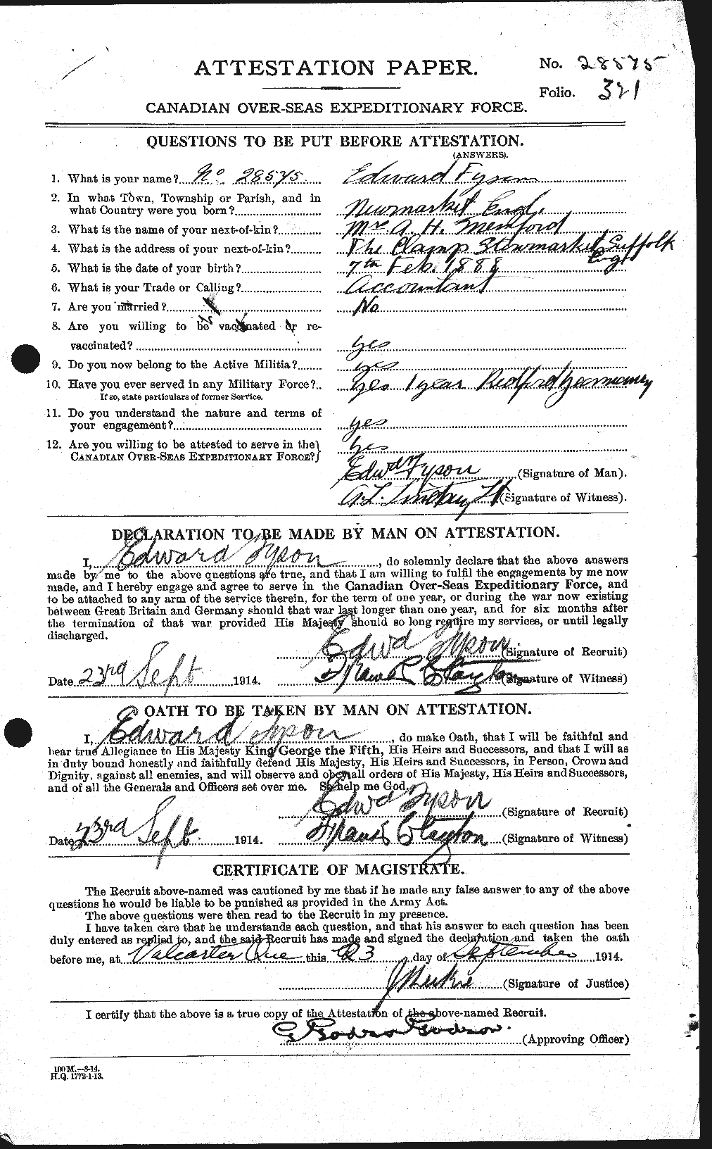Personnel Records of the First World War - CEF 338899a