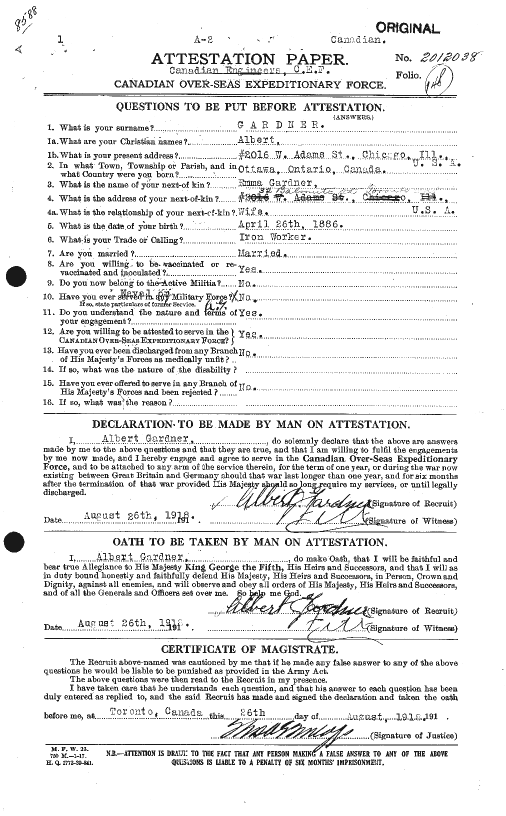 Personnel Records of the First World War - CEF 340930a